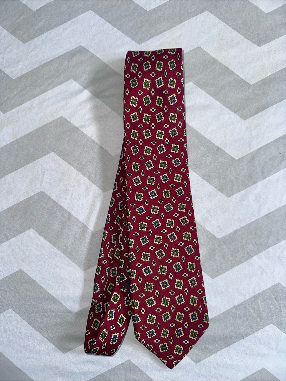 Lands' End Burgundy Geometric Pattern Tie